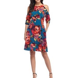 Maggy London cold shoulder fit &flare floral dress
